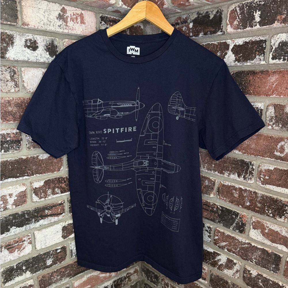Spitfire Supermarine Fighter Jet Plane Royal Air Force Graphic Navy Blue Tshirt